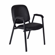 ACE VINYL GUEST STACKING CHAIR WITH ARMS- BLACK <FONT COLOR=GREEN>-FREE SHIPPING-</FONT>