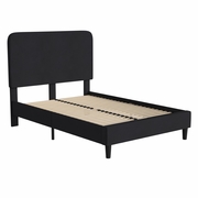 ADDISON CHARCOAL FULL FABRIC UPHOLSTERED PLATFORM BED - HEADBOARD WITH ROUNDED EDGES - NO BOX SPRING OR FOUNDATION NEEDED: <font color=green>FREE SHIPPING!</font>