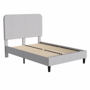 ADDISON LIGHT GREY FULL FABRIC UPHOLSTERED PLATFORM BED - HEADBOARD WITH ROUNDED EDGES - NO BOX SPRING OR FOUNDATION NEEDED: <font color=green>FREE SHIPPING!</font>