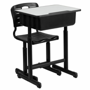 ADJUSTABLE HEIGHT STUDENT DESK AND CHAIR WITH BLACK PEDESTAL FRAME: <font color=green>FREE SHIPPING!</font>