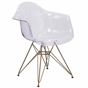ALONZA SERIES TRANSPARENT SIDE CHAIR WITH GOLD BASE: <font color=green>FREE SHIPPING!</font>