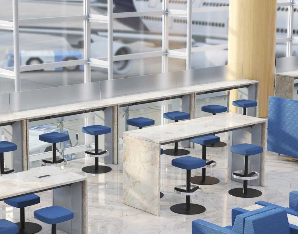 Sky Altezza table and bar height stool options