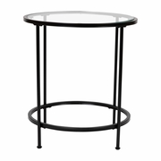 ASTORIA COLLECTION ROUND END TABLE - MODERN CLEAR GLASS ACCENT TABLE WITH MATTE BLACK FRAME <font color=green>FREE SHIPPING!</font>