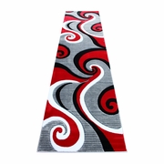 ATHOS COLLECTION 3' X 10' RED ABSTRACT AREA RUG - OLEFIN RUG WITH JUTE BACKING - HALLWAY, ENTRYWAY, OR BEDROOM <font color=green>FREE SHIPPING!</font>