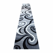 ATHOS COLLECTION 3' X 16' GRAY ABSTRACT AREA RUG - OLEFIN RUG WITH JUTE BACKING - HALLWAY, ENTRYWAY, OR BEDROOM <font color=green>FREE SHIPPING!</font>
