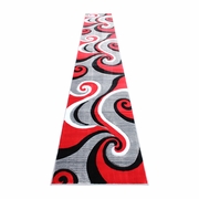 ATHOS COLLECTION 3' X 16' RED ABSTRACT AREA RUG - OLEFIN RUG WITH JUTE BACKING - HALLWAY, ENTRYWAY, OR BEDROOM <font color=green>FREE SHIPPING!</font>