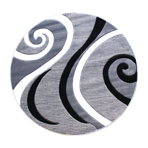 ATHOS COLLECTION 5' X 5' GRAY ABSTRACT AREA RUG - OLEFIN RUG WITH JUTE BACKING - HALLWAY, ENTRYWAY, OR BEDROOM <font color=green>FREE SHIPPING!</font>