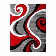 ATHOS COLLECTION 5' X 7' RED ABSTRACT AREA RUG - OLEFIN RUG WITH JUTE BACKING - HALLWAY, ENTRYWAY, OR BEDROOM <font color=green>FREE SHIPPING!</font>