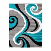 ATHOS COLLECTION 5' X 7' TURQUOISE ABSTRACT AREA RUG - OLEFIN RUG WITH JUTE BACKING - HALLWAY, ENTRYWAY, OR BEDROOM <font color=green>FREE SHIPPING!</font>