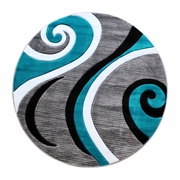 ATHOS COLLECTION 8' X 8' TURQUOISE ABSTRACT AREA RUG - OLEFIN RUG WITH JUTE BACKING - HALLWAY, ENTRYWAY, OR BEDROOM <font color=green>FREE SHIPPING!</font>