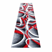 ATLAN COLLECTION 3' X 10' RED ABSTRACT AREA RUG - OLEFIN RUG WITH JUTE BACKING - ENTRYWAY, LIVING ROOM OR BEDROOM <font color=green>FREE SHIPPING!</font>