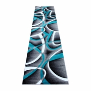 ATLAN COLLECTION 3' X 10' TURQUOISE ABSTRACT AREA RUG - OLEFIN RUG WITH JUTE BACKING - ENTRYWAY, LIVING ROOM OR BEDROOM <font color=green>FREE SHIPPING!</font>