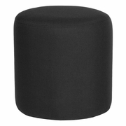 BARRINGTON UPHOLSTERED ROUND OTTOMAN POUF IN BLACK FABRIC: <font color=green>FREE SHIPPING!</font>