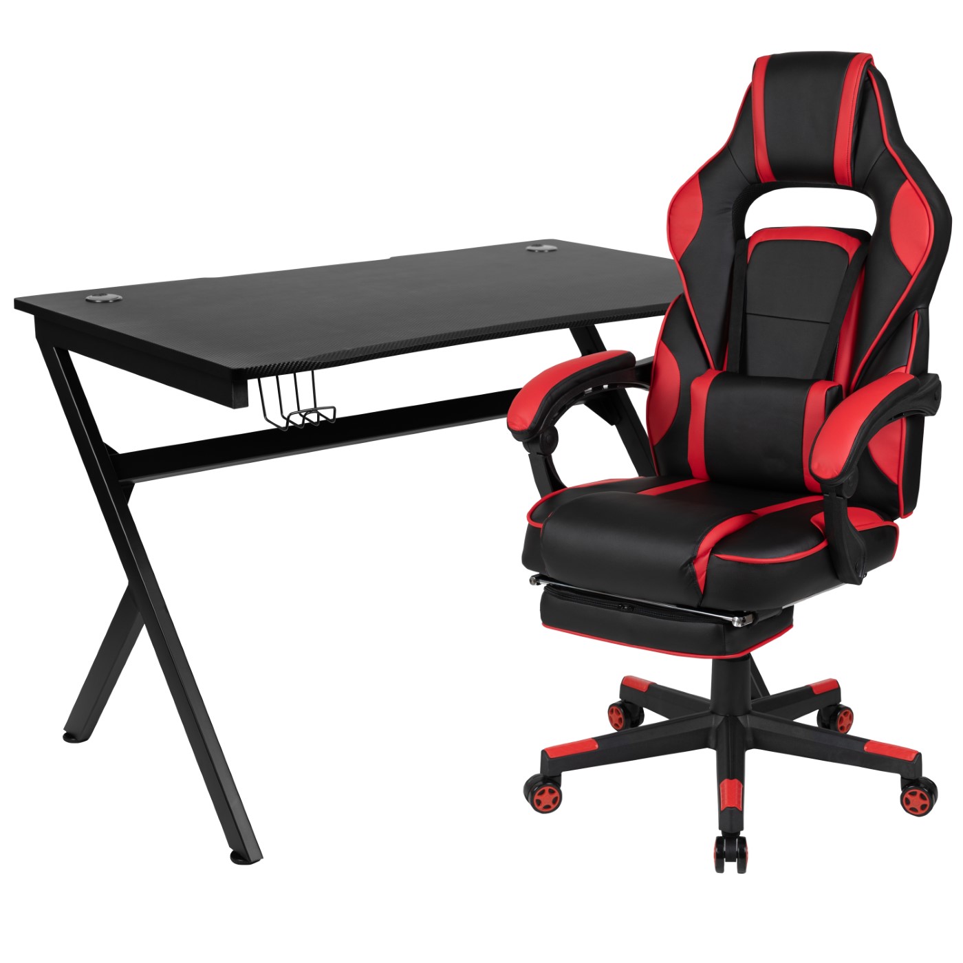 BLACK GAMING DESK WITH CUP HOLDER/HEADPHONE HOOK/2 WIRE MANAGEMENT HOLES & RED RECLINING BACK/ARMS GAMING CHAIR WITH FOOTREST <font color=green>FREE SHIPPING!</font> BLACK GAMING DESK WITH CUP HOLDER/HEADPHONE HOOK/2 WIRE MANAGEMENT HOLES & RED RECLINING BACK/ARMS GAMING CHAIR WITH FOOTREST <font color=green>FREE SHIPPING!</font>