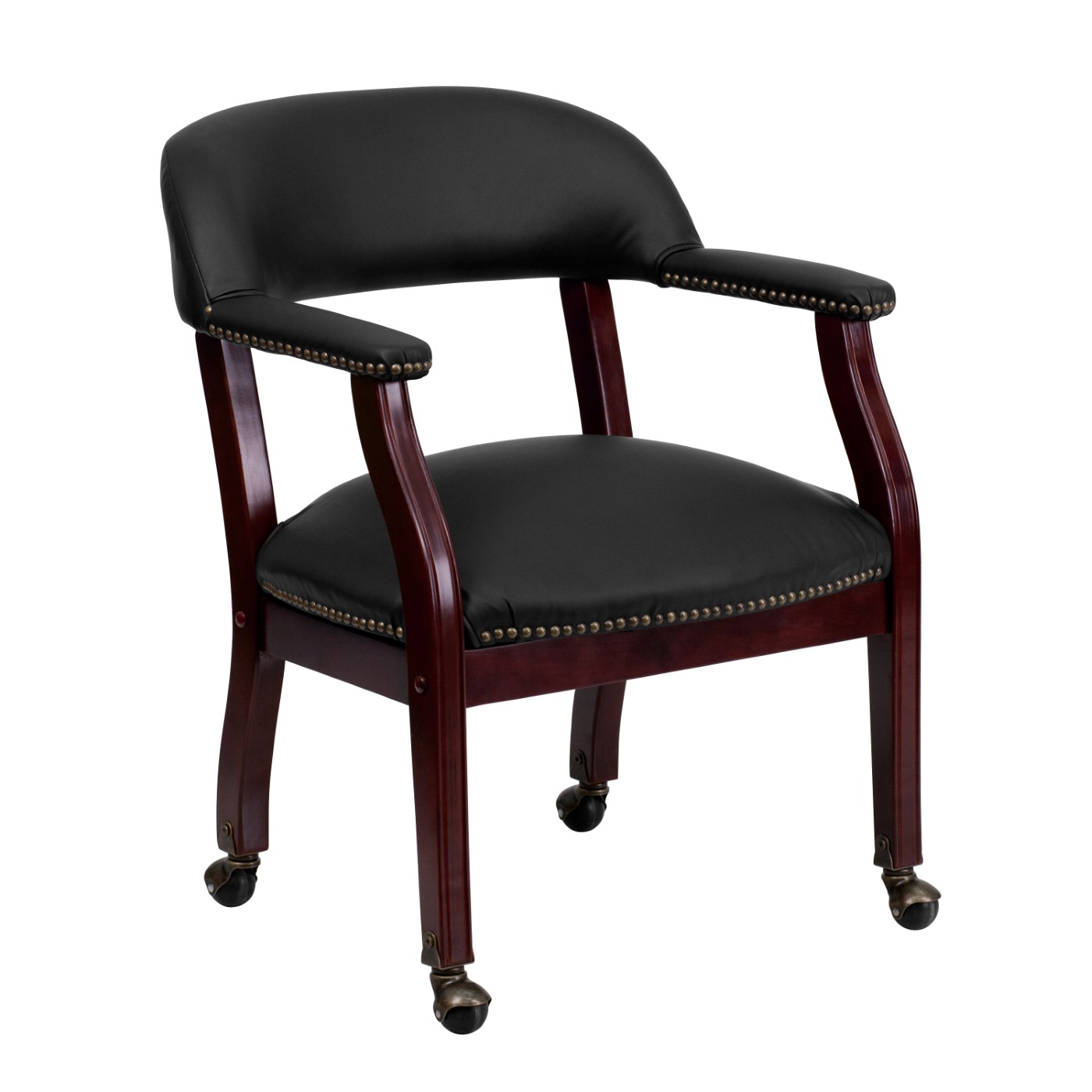 BLACK LEATHERSOFT CONFERENCE CHAIR WITH ACCENT NAIL TRIM AND CASTERS <font color=green>FREE SHIPPING!</font> BLACK LEATHERSOFT CONFERENCE CHAIR WITH ACCENT NAIL TRIM AND CASTERS <font color=green>FREE SHIPPING!</font>
