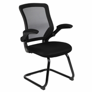 BLACK MESH SLED BASE SIDE RECEPTION CHAIR WITH FLIP-UP ARMS: <font color=green>FREE SHIPPING!</font> BLACK MESH SLED BASE SIDE RECEPTION CHAIR WITH FLIP-UP ARMS: <font color=green>FREE SHIPPING!</font>