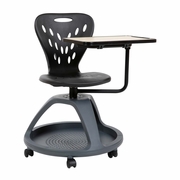 BLACK MOBILE DESK CHAIR WITH 360 DEGREE TABLET ROTATION AND UNDER SEAT STORAGE CUBBY: <font color=green>FREE SHIPPING!</font>