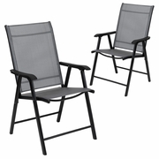 BLACK OUTDOOR FOLDING PATIO SLING CHAIR (2 PACK): <font color=green>FREE SHIPPING!</font>