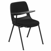 BLACK PADDED ERGONOMIC SHELL CHAIR WITH RIGHT HANDED FLIP-UP TABLET ARM <font color=green>FREE SHIPPING!</font>