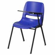 BLUE ERGONOMIC SHELL CHAIR WITH LEFT HANDED FLIP-UP TABLET ARM: <font color=green>FREE SHIPPING!</font>