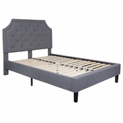 BRIGHTON FULL SIZE TUFTED UPHOLSTERED PLATFORM BED IN LIGHT GRAY FABRIC: <font color=green>FREE SHIPPING!</font>