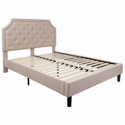 BRIGHTON QUEEN SIZE TUFTED UPHOLSTERED PLATFORM BED IN BEIGE FABRIC: <font color=green>FREE SHIPPING!</font>