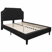 BRIGHTON QUEEN SIZE TUFTED UPHOLSTERED PLATFORM BED IN BLACK FABRIC: <font color=green>FREE SHIPPING!</font>