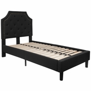BRIGHTON TWIN SIZE TUFTED UPHOLSTERED PLATFORM BED IN BLACK FABRIC: <font color=green>FREE SHIPPING!</font>