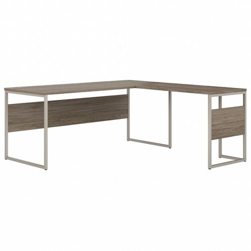 HYBRID 72W X 30D L SHAPED TABLE DESK WITH METAL LEGS: MODERN HICKORY <FONT COLOR=GREEN>-FREE SHIPPING-</FONT>