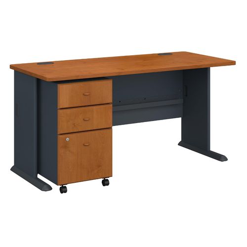SERIES A 60W DESK WITH MOBILE FILE CABINET.  <FONT COLOR=GREEN>-FREE SHIPPING-</FONT>