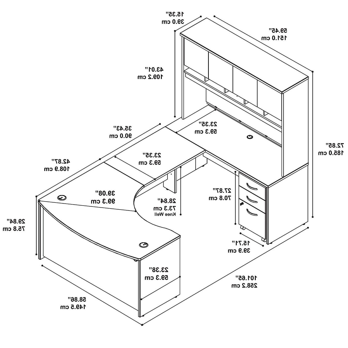 60 inch Left Handed Bow Front U Shaped Desk with Hutch and StorageFree