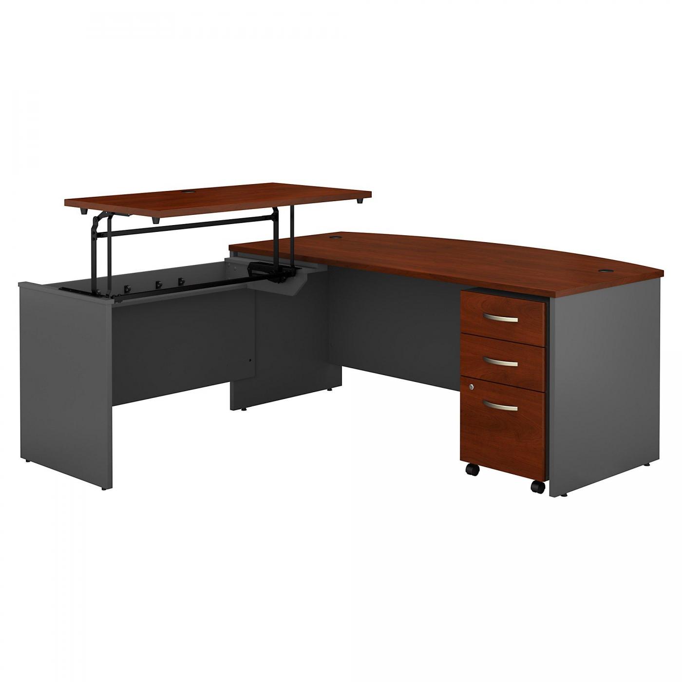 Standing Desk Bow Front Sit to Stand L Shaped Desk Free Shipping