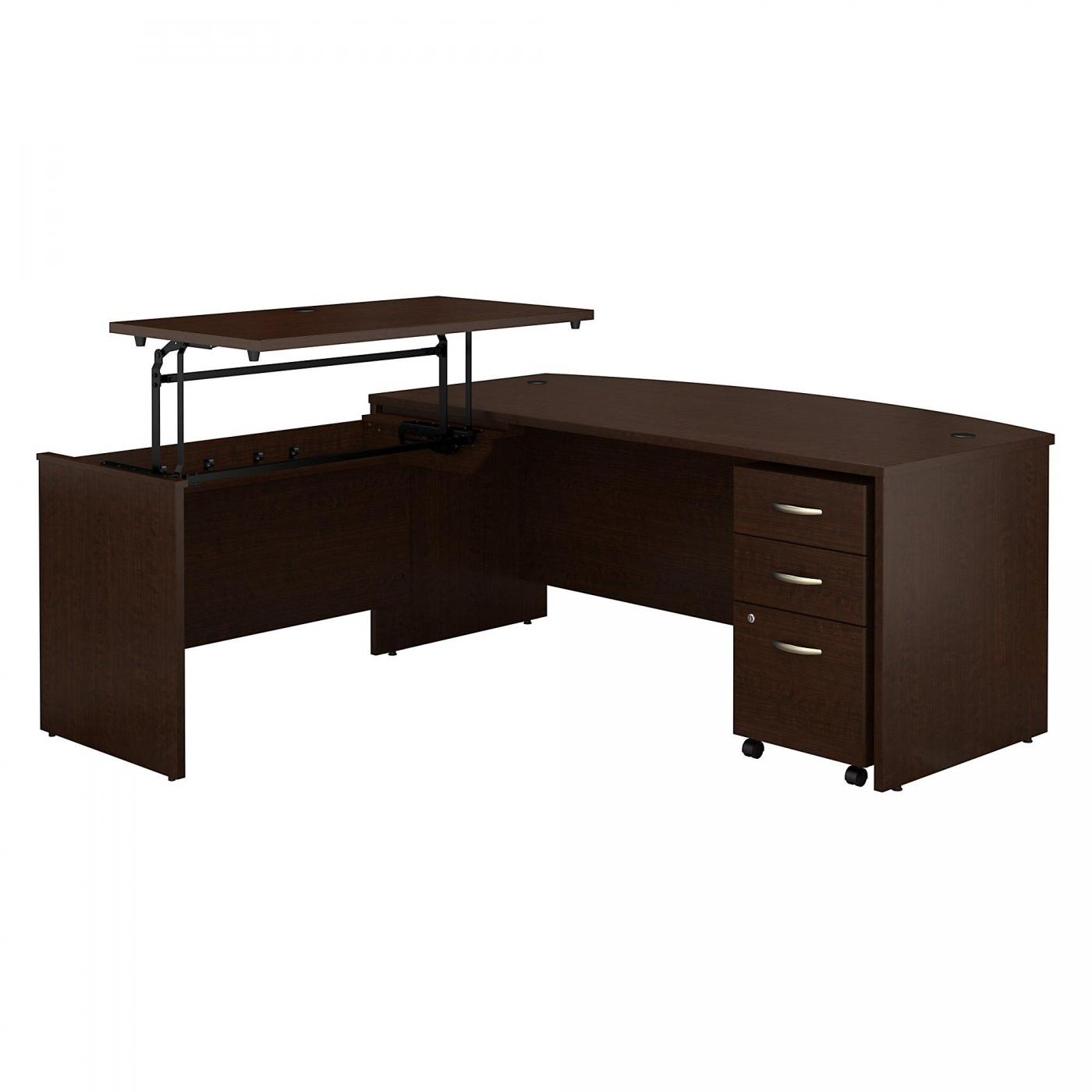 Bow Front Sit to Stand L Shaped Desk Free Shipping with