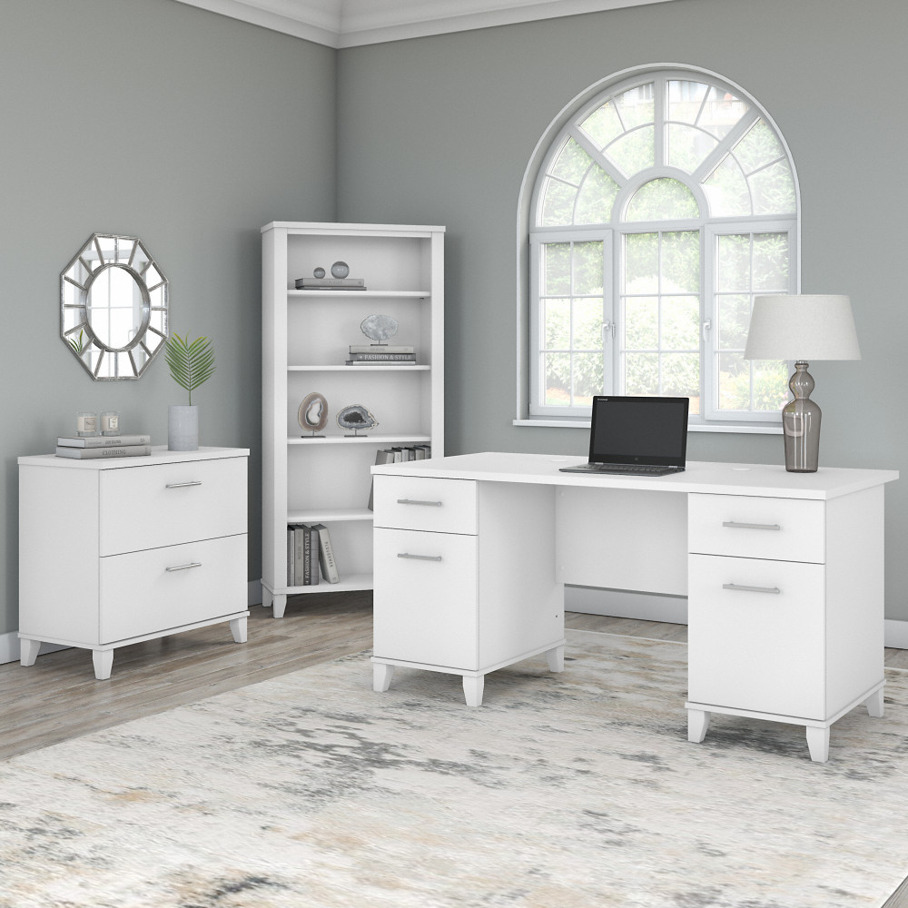 Bush Furniture Somerset Collection White Office Desk SET013WH