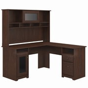 Cabot Collection: Modern Walnut L Desk <FONT COLOR=GREEN>-FREE SHIPPING-</FONT>