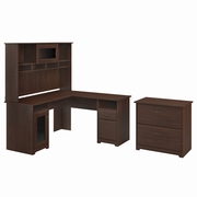 Cabot Collection: Modern Walnut L Desk <FONT COLOR=GREEN>-FREE SHIPPING-</FONT>