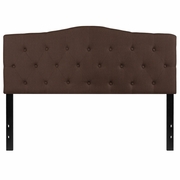 CAMBRIDGE TUFTED UPHOLSTERED QUEEN SIZE HEADBOARD IN DARK BROWN FABRIC: <font color=green>FREE SHIPPING!</font>