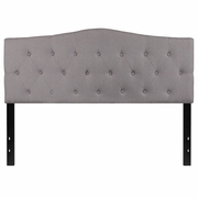 CAMBRIDGE TUFTED UPHOLSTERED QUEEN SIZE HEADBOARD IN LIGHT GRAY FABRIC: <font color=green>FREE SHIPPING!</font>