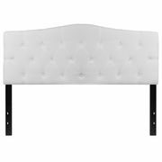 CAMBRIDGE TUFTED UPHOLSTERED QUEEN SIZE HEADBOARD IN WHITE FABRIC: <font color=green>FREE SHIPPING!</font>