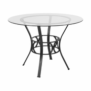 CARLISLE 42'' ROUND GLASS DINING TABLE WITH BLACK METAL FRAME: <font color=green>FREE SHIPPING!</font>