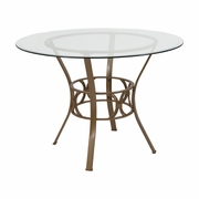 CARLISLE 42'' ROUND GLASS DINING TABLE WITH MATTE GOLD METAL FRAME: <font color=green>FREE SHIPPING!</font>
