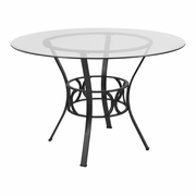 CARLISLE 45'' ROUND GLASS DINING TABLE WITH BLACK METAL FRAME <font color=green>FREE SHIPPING!</font>