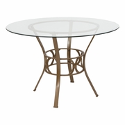 CARLISLE 45'' ROUND GLASS DINING TABLE WITH MATTE GOLD METAL FRAME <font color=green>FREE SHIPPING!</font>