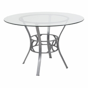 CARLISLE 45'' ROUND GLASS DINING TABLE WITH SILVER METAL FRAME <font color=green>FREE SHIPPING!</font>