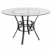 CARLISLE 48'' ROUND GLASS DINING TABLE WITH BLACK METAL FRAME <font color=green>FREE SHIPPING!</font>