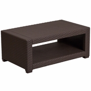 CHOCOLATE BROWN FAUX RATTAN COFFEE TABLE: <font color=green>FREE SHIPPING!</font>