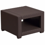 CHOCOLATE BROWN FAUX RATTAN END TABLE: <font color=green>FREE SHIPPING!</font>