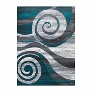 CIRRUS COLLECTION 8' X 10' TURQUOISE SWIRL PATTERNED OLEFIN AREA RUG WITH JUTE BACKING FOR ENTRYWAY, LIVING ROOM, BEDROOM: <font color=green>FREE SHIPPING!</font>