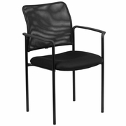 COMFORT BLACK MESH STACKABLE STEEL SIDE CHAIR WITH ARMS: <font color=green>FREE SHIPPING!</font>