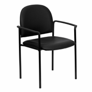 COMFORT BLACK VINYL STACKABLE STEEL SIDE RECEPTION CHAIR WITH ARMS: <font color=green>FREE SHIPPING!</font>